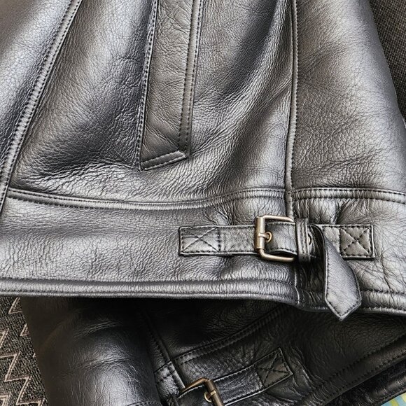 Sheepskin Shearling Aviator Leather Jacket - Picture 10 of 13